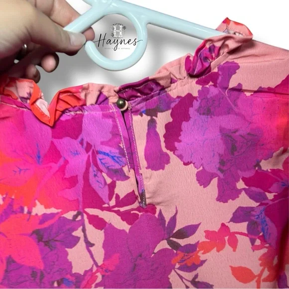 ENTRO | Flutter Ruffle Sleeve Floral Top Size:XL - Picture 6 of 8